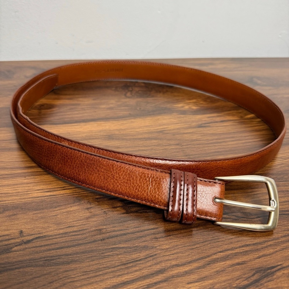 Trafalgar Belt Mens Brown Brandon Leather Silver Buckle Made in Italy Sz 44